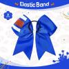 imageDEEKA 8 PCS Football Cheer Bows with Glitter Laces and Stripes Cheerleader Sports Team Bows Elastic Band for Cheerleading Girls MaroonGlitter SilverWhiteRoyal BlueGlitter WhiteRed