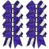 imageDEEKA 8 PCS Football Cheer Bows with Glitter Laces and Stripes Cheerleader Sports Team Bows Elastic Band for Cheerleading Girls MaroonGlitter SilverWhitePurpleGlitter BlackWhite
