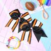 imageDEEKA 8 PCS Football Cheer Bows with Glitter Laces and Stripes Cheerleader Sports Team Bows Elastic Band for Cheerleading Girls MaroonGlitter SilverWhiteBlackGlitter OrangeWhite