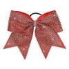 imageDEEKA 1 PCS 8quot Large Glitter Cheer Bows with Iridescent Rhinestones Colorful Stiff Hair Elastic Band Ponytail Holder for Cheerleader Girls Sports WhiteRed