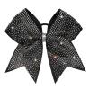 imageDEEKA 1 PCS 8quot Large Glitter Cheer Bows with Iridescent Rhinestones Colorful Stiff Hair Elastic Band Ponytail Holder for Cheerleader Girls Sports WhiteBlack