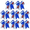 imageDEEKA 8 PCS Football Cheer Bows with Glitter Laces and Stripes Cheerleader Sports Team Bows Elastic Band for Cheerleading Girls MaroonGlitter SilverWhiteRoyal BlueGlitter WhiteRed