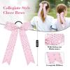 imageDEEKA 12 PCS Glitter Collegiate Style Cheer Bows Long Tail Skinny Shiny Cheer Bow Ponytail Holder Handmade Bows for Girls Teens Cheerleader Sports Light PinkLight Pink