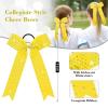 imageDEEKA 12 PCS Glitter Collegiate Style Cheer Bows Long Tail Skinny Shiny Cheer Bow Ponytail Holder Handmade Bows for Girls Teens Cheerleader Sports Light PinkYellow