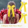 imageDEEKA 12 PCS Glitter Collegiate Style Cheer Bows Long Tail Skinny Shiny Cheer Bow Ponytail Holder Handmade Bows for Girls Teens Cheerleader Sports Light PinkYellow