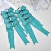 imageDEEKA 12 PCS Glitter Collegiate Style Cheer Bows Long Tail Skinny Shiny Cheer Bow Ponytail Holder Handmade Bows for Girls Teens Cheerleader Sports Light PinkTeal