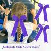 imageDEEKA 12 PCS Glitter Collegiate Style Cheer Bows Long Tail Skinny Shiny Cheer Bow Ponytail Holder Handmade Bows for Girls Teens Cheerleader Sports Light PinkPurple