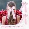 imageDEEKA 12 PCS Glitter Collegiate Style Cheer Bows Long Tail Skinny Shiny Cheer Bow Ponytail Holder Handmade Bows for Girls Teens Cheerleader Sports Light PinkLight Pink
