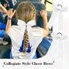 imageDEEKA 12 PCS Glitter Collegiate Style Cheer Bows Long Tail Skinny Shiny Cheer Bow Ponytail Holder Handmade Bows for Girls Teens Cheerleader Sports Light PinkWhite