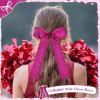 imageDEEKA 12PCS Collegiate Style Cheer Bows with Glitter Chevrons Tail Skinny College Cheerleader Ponytail Holder for Volleyball Softball Girls Hunter GreenBlackWhiteGlitter Hot Pink