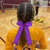imageDEEKA 12PCS Collegiate Style Cheer Bows with Glitter Chevrons Tail Skinny College Cheerleader Ponytail Holder for Volleyball Softball Girls Hunter GreenBlackWhiteGlitter Purple