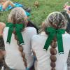 imageDEEKA 12PCS Collegiate Style Cheer Bows with Glitter Chevrons Tail Skinny College Cheerleader Ponytail Holder for Volleyball Softball Girls Hunter GreenBlackWhiteHunter GreenGlitter BlackWhite