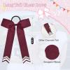 imageDEEKA 12PCS Collegiate Style Cheer Bows with Glitter Chevrons Tail Skinny College Cheerleader Ponytail Holder for Volleyball Softball Girls Hunter GreenBlackWhiteBurgundyGlitter SilverWhite