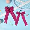 imageDEEKA 12PCS Collegiate Style Cheer Bows with Glitter Chevrons Tail Skinny College Cheerleader Ponytail Holder for Volleyball Softball Girls Hunter GreenBlackWhiteGlitter Hot Pink