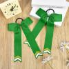 imageDEEKA 12PCS Collegiate Style Cheer Bows with Glitter Chevrons Tail Skinny College Cheerleader Ponytail Holder for Volleyball Softball Girls Hunter GreenBlackWhiteGreenGlitter GoldWhite