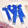imageDEEKA 12PCS Collegiate Style Cheer Bows with Glitter Chevrons Tail Skinny College Cheerleader Ponytail Holder for Volleyball Softball Girls Hunter GreenBlackWhiteRoyal BlueGlitter GoldWhite
