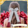 imageDEEKA 12PCS Collegiate Style Cheer Bows with Glitter Chevrons Tail Skinny College Cheerleader Ponytail Holder for Volleyball Softball Girls Hunter GreenBlackWhiteGlitter Silver