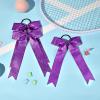 imageDEEKA 12PCS Collegiate Style Cheer Bows with Glitter Chevrons Tail Skinny College Cheerleader Ponytail Holder for Volleyball Softball Girls Hunter GreenBlackWhiteGlitter Purple