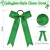 imageDEEKA 12PCS Collegiate Style Cheer Bows with Glitter Chevrons Tail Skinny College Cheerleader Ponytail Holder for Volleyball Softball Girls Hunter GreenBlackWhiteGlitter Green