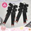 imageDEEKA 12PCS Collegiate Style Cheer Bows with Glitter Chevrons Tail Skinny College Cheerleader Ponytail Holder for Volleyball Softball Girls Hunter GreenBlackWhiteBlackGlitter RedWhite