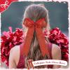 imageDEEKA 12PCS Collegiate Style Cheer Bows with Glitter Chevrons Tail Skinny College Cheerleader Ponytail Holder for Volleyball Softball Girls Hunter GreenBlackWhiteGlitter Red
