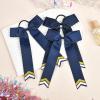imageDEEKA 12PCS Collegiate Style Cheer Bows with Glitter Chevrons Tail Skinny College Cheerleader Ponytail Holder for Volleyball Softball Girls Hunter GreenBlackWhiteNavy BlueGlitter GoldWhite