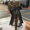 imageDEEKA 12PCS Collegiate Style Cheer Bows with Glitter Chevrons Tail Skinny College Cheerleader Ponytail Holder for Volleyball Softball Girls Hunter GreenBlackWhiteGlitter Black