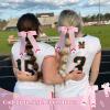 imageDEEKA 12PCS Collegiate Style Cheer Bows with Glitter Chevrons Tail Skinny College Cheerleader Ponytail Holder for Volleyball Softball Girls Hunter GreenBlackWhiteLight PinkGlitter Hot PinkWhite