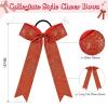 imageDEEKA 12PCS Collegiate Style Cheer Bows with Glitter Chevrons Tail Skinny College Cheerleader Ponytail Holder for Volleyball Softball Girls Hunter GreenBlackWhiteGlitter Red