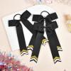 imageDEEKA 12PCS Collegiate Style Cheer Bows with Glitter Chevrons Tail Skinny College Cheerleader Ponytail Holder for Volleyball Softball Girls Hunter GreenBlackWhiteBlackGlitter GoldWhite