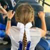 imageDEEKA 12PCS Collegiate Style Cheer Bows with Glitter Chevrons Tail Skinny College Cheerleader Ponytail Holder for Volleyball Softball Girls Hunter GreenBlackWhiteWhiteGlitter Royal BlueBlack