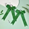 imageDEEKA 12PCS Collegiate Style Cheer Bows with Glitter Chevrons Tail Skinny College Cheerleader Ponytail Holder for Volleyball Softball Girls Hunter GreenBlackWhiteGlitter Green