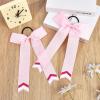 imageDEEKA 12PCS Collegiate Style Cheer Bows with Glitter Chevrons Tail Skinny College Cheerleader Ponytail Holder for Volleyball Softball Girls Hunter GreenBlackWhiteLight PinkGlitter Hot PinkWhite