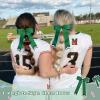 imageDEEKA 12PCS Collegiate Style Cheer Bows with Glitter Chevrons Tail Skinny College Cheerleader Ponytail Holder for Volleyball Softball Girls Hunter GreenBlackWhiteHunter GreenGlitter BlackWhite
