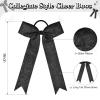 imageDEEKA 12PCS Collegiate Style Cheer Bows with Glitter Chevrons Tail Skinny College Cheerleader Ponytail Holder for Volleyball Softball Girls Hunter GreenBlackWhiteGlitter Black