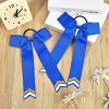 imageDEEKA 12PCS Collegiate Style Cheer Bows with Glitter Chevrons Tail Skinny College Cheerleader Ponytail Holder for Volleyball Softball Girls Hunter GreenBlackWhiteRoyal BlueGlitter GoldWhite