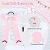 imageDEEKA 12PCS Collegiate Style Cheer Bows with Glitter Chevrons Tail Skinny College Cheerleader Ponytail Holder for Volleyball Softball Girls Hunter GreenBlackWhiteLight PinkGlitter Hot PinkWhite