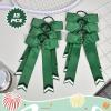 imageDEEKA 12PCS Collegiate Style Cheer Bows with Glitter Chevrons Tail Skinny College Cheerleader Ponytail Holder for Volleyball Softball Girls Hunter GreenBlackWhiteHunter GreenGlitter BlackWhite