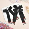 imageDEEKA 12PCS Collegiate Style Cheer Bows with Glitter Chevrons Tail Skinny College Cheerleader Ponytail Holder for Volleyball Softball Girls Hunter GreenBlackWhiteBlackGlitter RedWhite