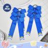 imageDEEKA 12PCS Collegiate Style Cheer Bows with Glitter Chevrons Tail Skinny College Cheerleader Ponytail Holder for Volleyball Softball Girls Hunter GreenBlackWhiteRoyal BlueGlitter GoldWhite