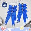 imageDEEKA 12PCS Collegiate Style Cheer Bows with Glitter Chevrons Tail Skinny College Cheerleader Ponytail Holder for Volleyball Softball Girls Hunter GreenBlackWhiteRoyal BlueGlitter SilverWhite