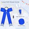 imageDEEKA 12PCS Collegiate Style Cheer Bows with Glitter Chevrons Tail Skinny College Cheerleader Ponytail Holder for Volleyball Softball Girls Hunter GreenBlackWhiteRoyal BlueGlitter SilverWhite