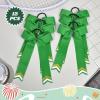 imageDEEKA 12PCS Collegiate Style Cheer Bows with Glitter Chevrons Tail Skinny College Cheerleader Ponytail Holder for Volleyball Softball Girls Hunter GreenBlackWhiteGreenGlitter GoldWhite