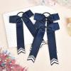 imageDEEKA 12PCS Collegiate Style Cheer Bows with Glitter Chevrons Tail Skinny College Cheerleader Ponytail Holder for Volleyball Softball Girls Hunter GreenBlackWhiteNavy BlueGlitter SilverWhite