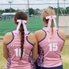 imageDEEKA 12PCS Collegiate Style Cheer Bows with Glitter Chevrons Tail Skinny College Cheerleader Ponytail Holder for Volleyball Softball Girls Hunter GreenBlackWhiteLight PinkGlitter Hot PinkWhite