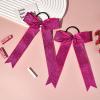 imageDEEKA 12PCS Collegiate Style Cheer Bows with Glitter Chevrons Tail Skinny College Cheerleader Ponytail Holder for Volleyball Softball Girls Hunter GreenBlackWhiteGlitter Hot Pink