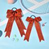 imageDEEKA 12PCS Collegiate Style Cheer Bows with Glitter Chevrons Tail Skinny College Cheerleader Ponytail Holder for Volleyball Softball Girls Hunter GreenBlackWhiteGlitter Red
