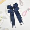 imageDEEKA 12PCS Collegiate Style Cheer Bows with Glitter Chevrons Tail Skinny College Cheerleader Ponytail Holder for Volleyball Softball Girls Hunter GreenBlackWhiteNavy BlueGlitter SilverWhite