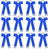imageDEEKA 12PCS Collegiate Style Cheer Bows with Glitter Chevrons Tail Skinny College Cheerleader Ponytail Holder for Volleyball Softball Girls Hunter GreenBlackWhiteRoyal BlueGlitter SilverWhite