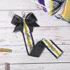 imageDEEKA Cheer Bow Holder with Mini Bow for Backpack Bags Teen Girls Glitter Cheerleading Keychain Cheer Stuff Gifts OrganizerBlackWhiteGlitter Gold